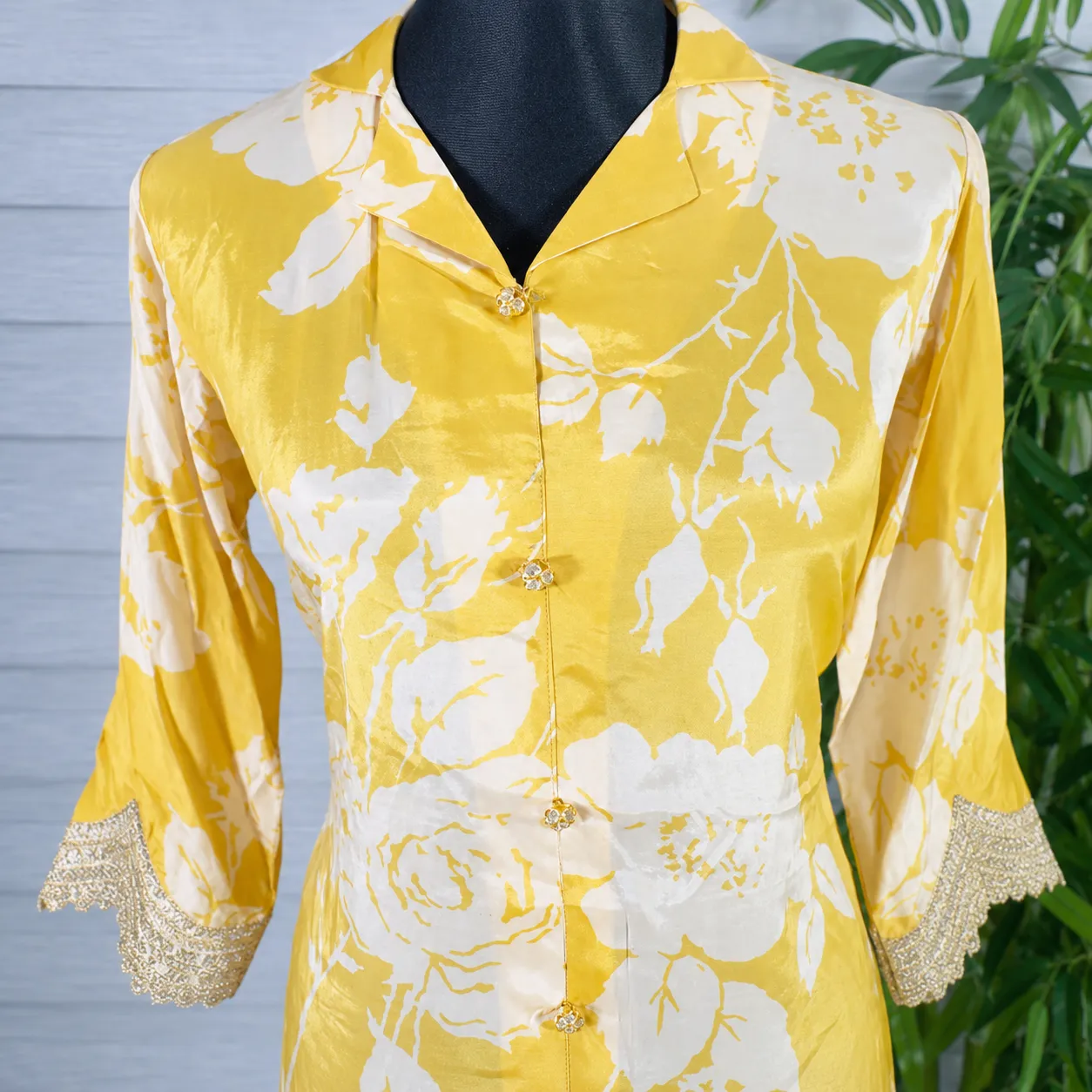 Sunshine Yellow Floral Kurti & Pant Co-Ord Set
